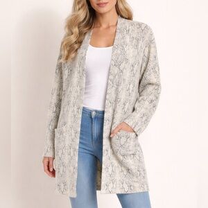 Evolution by Cyrus Snake Print Chunky Sweater Cardigan S